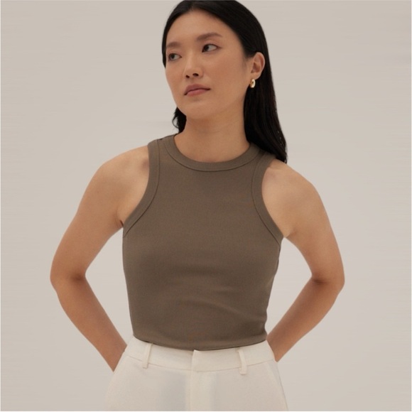 Love Bonito Sevyn Ribbed Racer Tank Top-Small - Picture 2 of 6